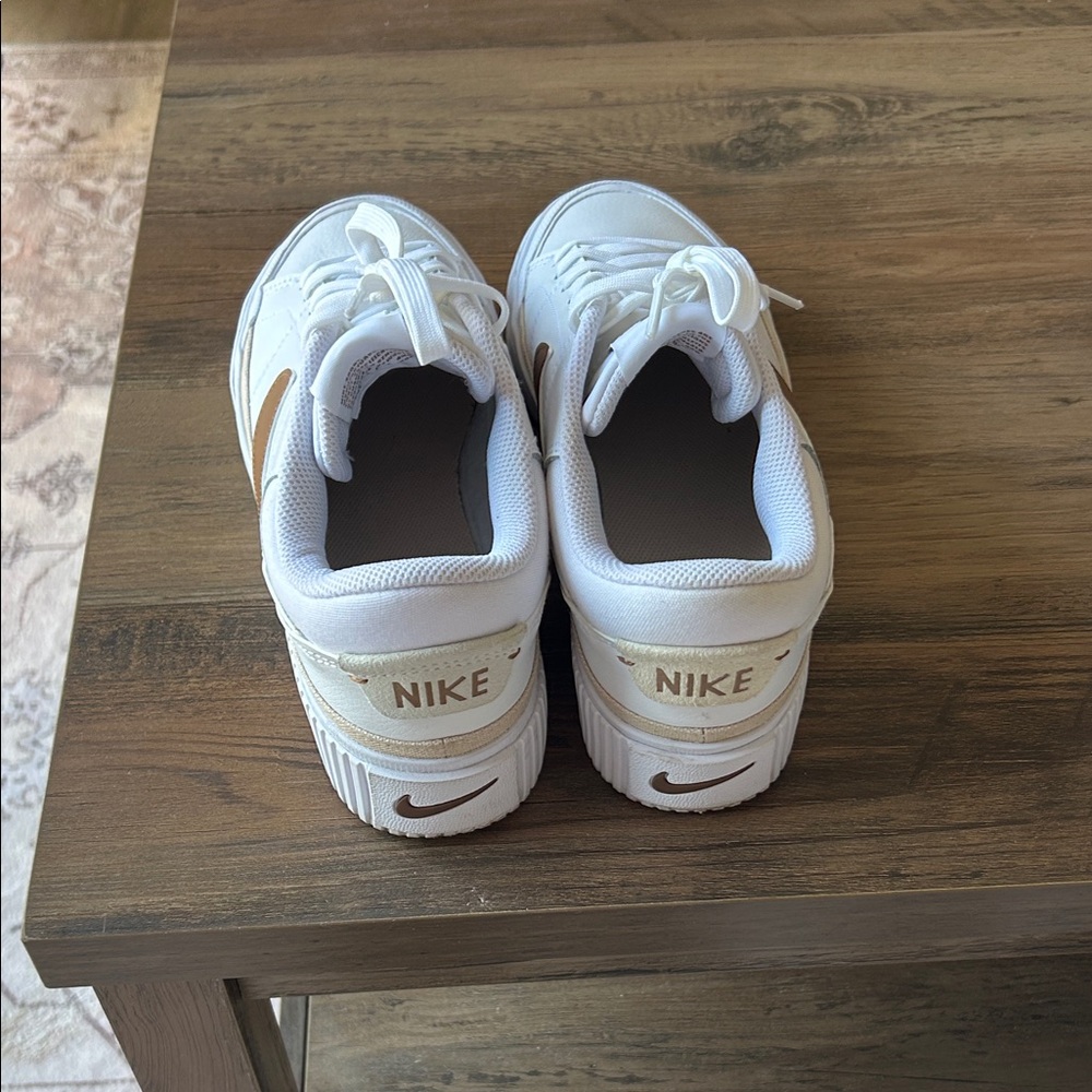 Nike White Sneakers with Brown Swoosh Nike Court Legacy Lift Sneaker - Women's - Picture 5 of 8